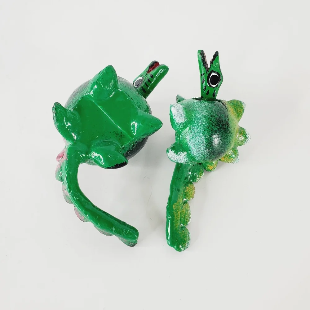 Vintage TONALA Mexico Small Animal Bobble Head Creatures Dragons Set of 2 - Picture 4 of 5